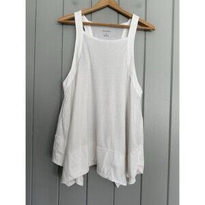Anthropologie Pilcro Hankey-Hem Swing Tank Top M Medium White Cotton